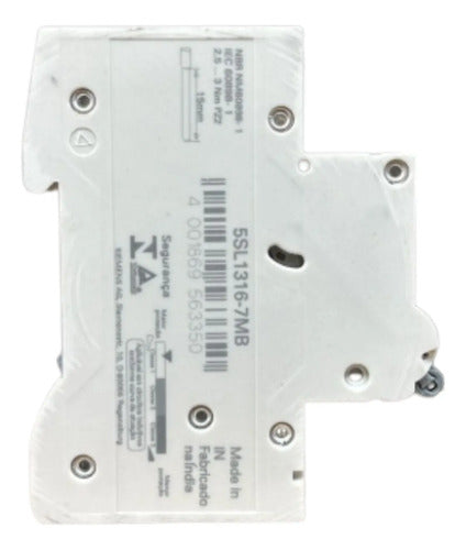 Disjuntor Tripolar 16a Curva C 5sl1316-7mb Siemens