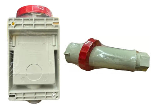 Kit Tomada N4506 + Plug N4576 63a 3p+t 380/440v Vm Steck Vermelho
