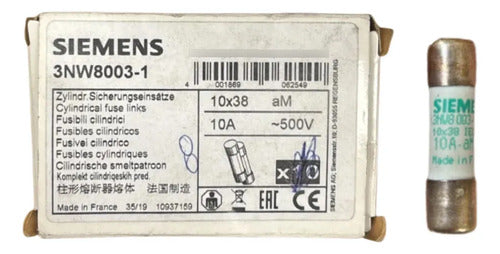 Kit Com 3: Fusivel Cilindrico 10x38mm 10a 3nw8003-1 Siemens 500v