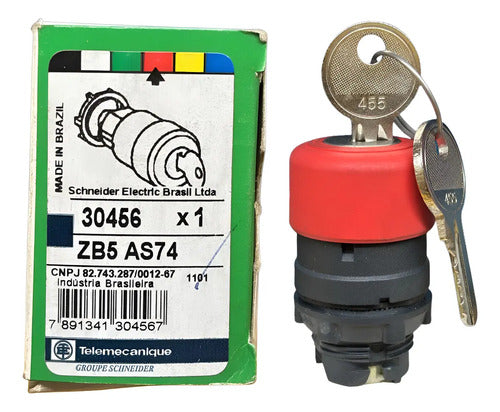 Cabeçote Para Botão 22mm Vermelho Zb5as74 Schneider Preto Com Vermelho -
