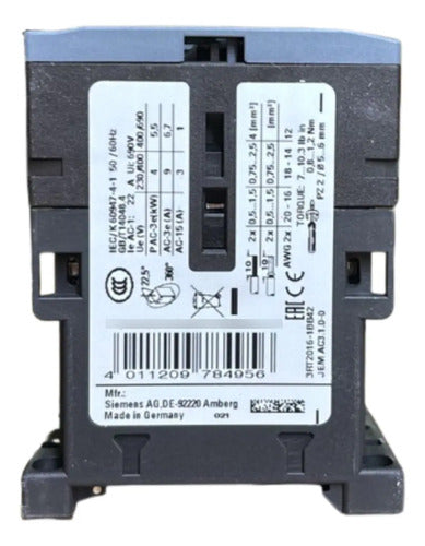 Contator Tripolar 9a 24vcc 1nf 3rt2016-1bb42 Siemens 24vcc