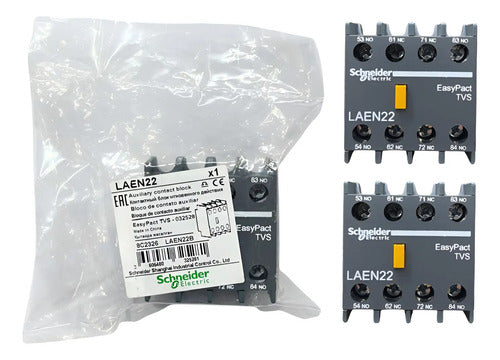 Kit Com 2 Peças: Contato Auxiliar 2na+nf Laen22 Schneider 2na 2nf