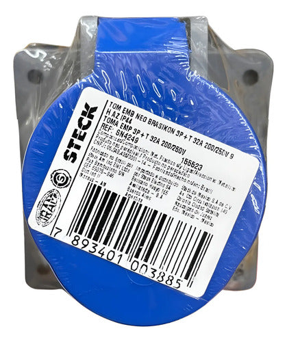 Tomada Embut Neg 3p+t 32a 200/250v 9h Azul Ip44 Sn4249 Steck Azul