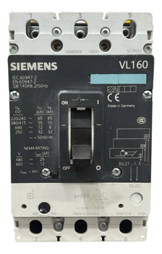 Disjuntor Tripolar 63a 3vl2706-1dk33-0aa0 Siemens