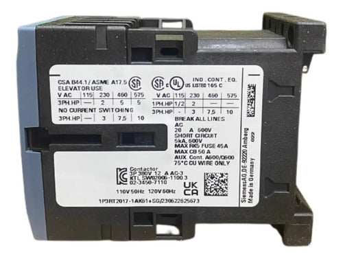 Contator 3rt2017-1ak61 110v 12a Siemens 127v