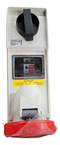 Tomada Sobrepor 3p+ Neutro+ Terra 32a 440v 6h Ss5206dd Steck Branco E Vermelho