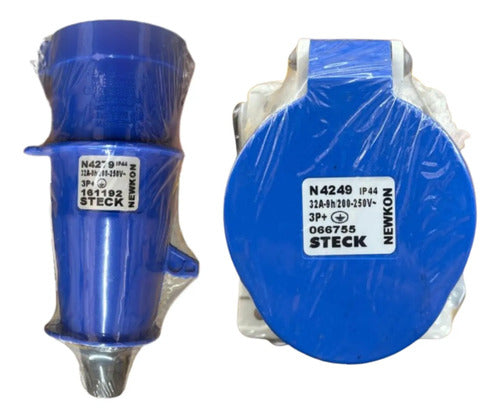 Kit Tomada N4249 + Plug N4279 32a 3p+t 200/250v Azul Steck Azul