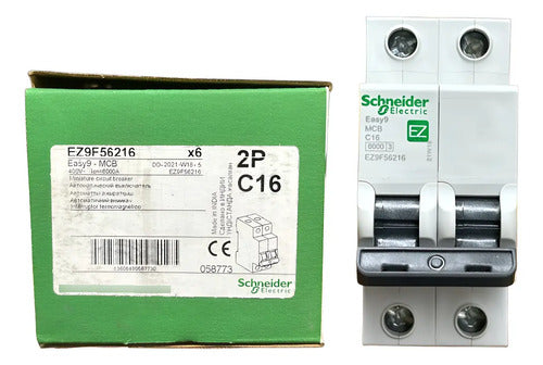 Disjuntor Easy9 2p 16a 6ka 400v Curva C Ez9f56216 Schneider