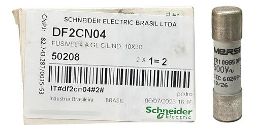 Kit Com 2: Fusivel De Cartucho 10x38 4a Df2cn04 Schneider 0v