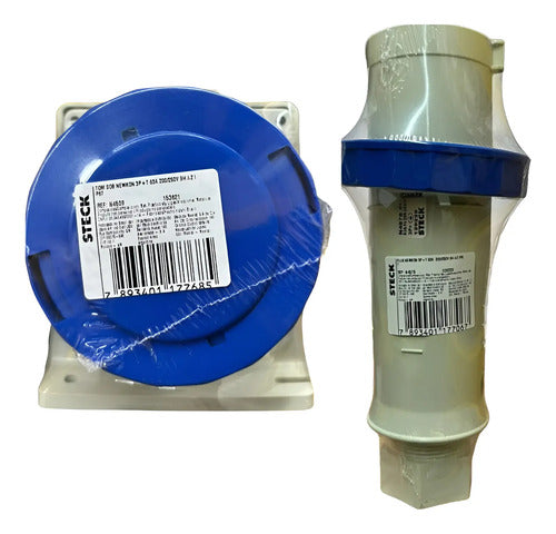 Kit Tomada N4509 + Plug N4579 63a 3p+t 200/250v Azul Steck Azul
