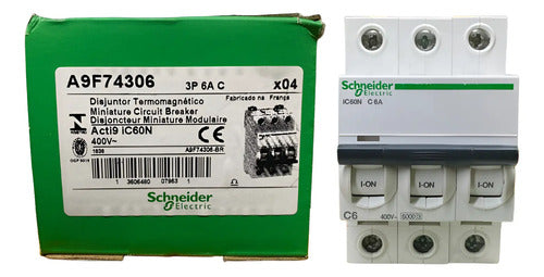 Disjuntor Acti9 Ic60n 3p 6a Curva C A9f74306 Schneider