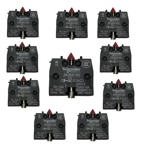 Kit Com 10 Peças: Bloco De Contato 1nf Za2ee102 Schneider Preto/vermelho 1nf