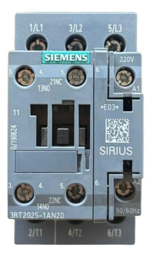 Contator Tripolar 220vca 17 A 7,5kw 3rt2025-1an20 Siemens 220v