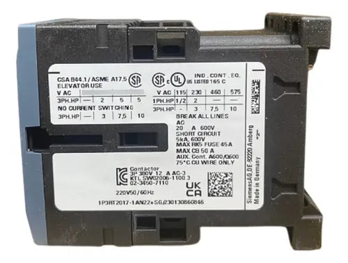 Contator 3rt2017-1an22 12a 220v Siemens 220v