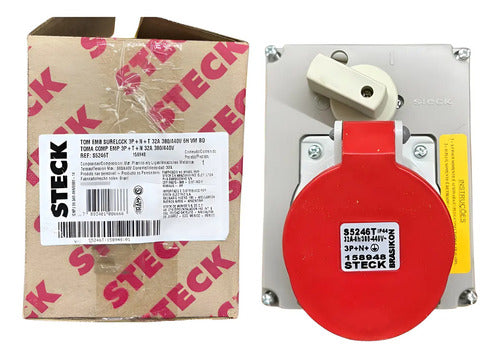 Tomada Embutir 3p+n+t 32a 380/440v 6h Vermelho S5246t Steck Vermelho