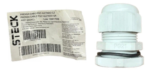 Kit Com 12 Peças: Prensa Cabo S804ci Cinza Pg21 Steck