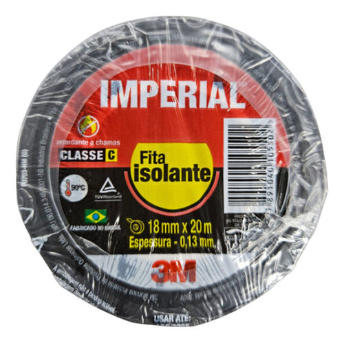 Fita Isolante Imperial 3m 18mmx20m Preta Preto Fita Isolante Imperial 3m