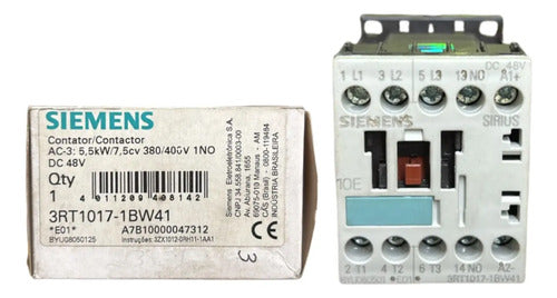 Contator Tripolar 48vcc 1na 3rt1017-1bw41 Siemens 48vcc