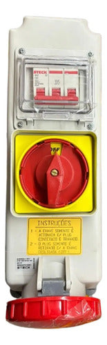 Tomada Sobrepor S4506dj 63a 3p+t+pil 6h 380/440v Ip67 Steck Vermelho