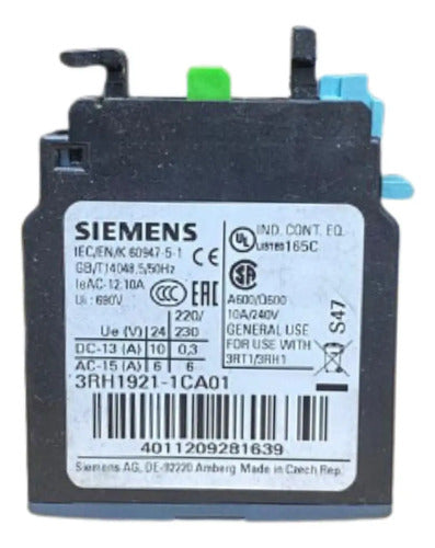 Bloco De Contato Auxiliar 1nf 3rh1921-1ca01 Siemens -