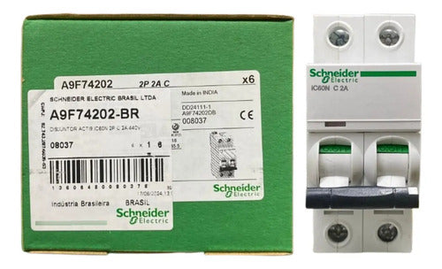 Disjuntor Acti9 Ic60n 2p 2a Curva C A9f74202 Schneider
