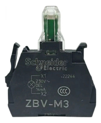 Bloco De Contato Luminoso Led Verde 230/240v Zbvm3 Schneider