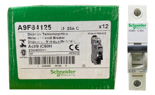 Disjuntor Acti9 Ic60h 1p Curva C 25a 230v A9f84125 Schneider