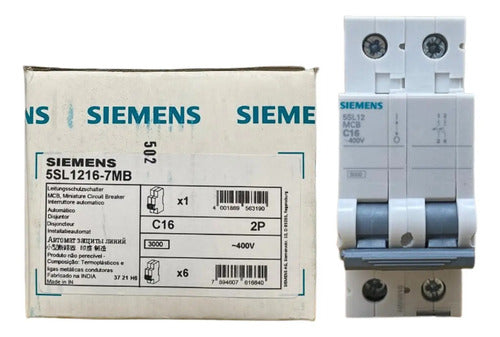 Kit Com 2: Disjuntor 2p 5sl1216-7mb 16a Curva C Siemens