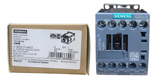 Contator 3rt2017-1an22 12a 220v Siemens 220v