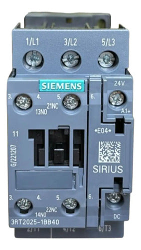Contator Tripolar 17a 24vcc 1na+1nf 3rt2025-1bb40 Siemens 24vcc