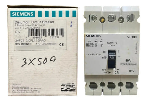 Disjuntor Tripolar 3vf2213-0fl41-0aa0 50a Siemens