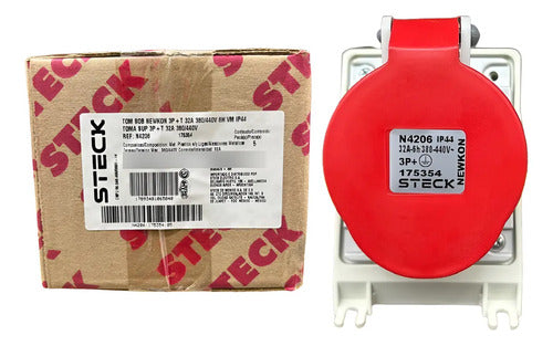 Tomada N4206 32a 3p+t 380/440v 6h Vermelho Steck Vermelho