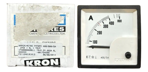 Amperimetro Fm72pc 400/800/5a Travamento Em 262a Ip54 Kron