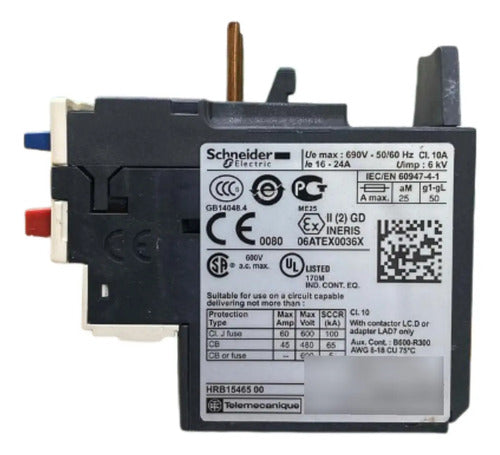 Relé De Sobrecarga Térmica 16-24a 1na+1nf Lrd22 Schneider 690v