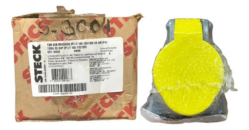 Tomada Sobrepor 16a 2p+t 4h 100/130v Amarela S3004 Steck Amarelo