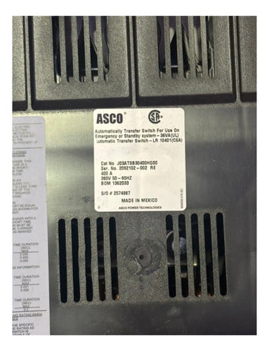 Ats Automatic Transfer Switch J03atsb30400hg00 400a Asco