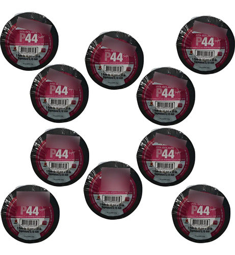 Kit 10 Fitas Isolantes P44 20m Super Antichama 19mm Prysmian Preto Lisa