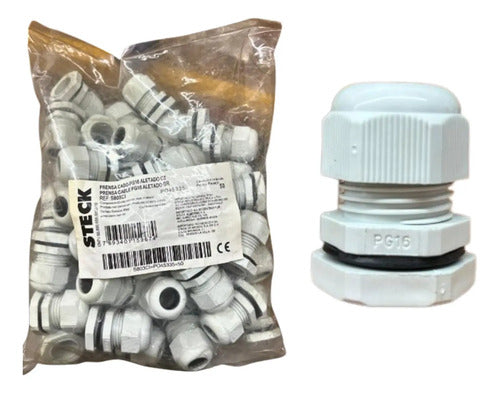 Kit Com 15 Peças: Prensa Cabo S803ci Cinza Pg16 Steck