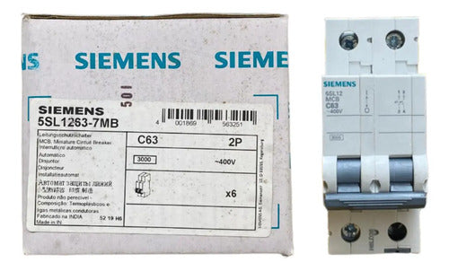Disjuntor 5sl1263-7mb 63a C63 2p Siemens