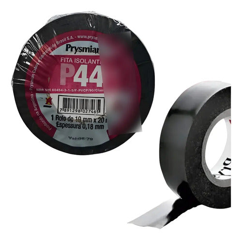 Rolo 20mts Fita Isolante P44 Antichama Super 19mm Prysmian Preto Lisa