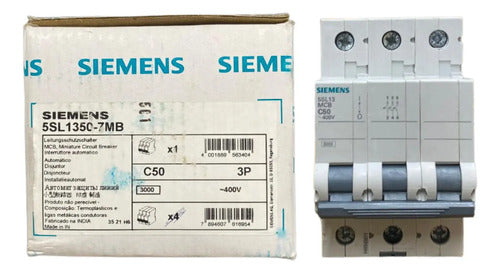 Disjuntor Tripolar 5sl1350-7mb 50a C50 Siemens