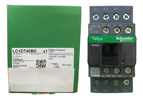 Contator Tesys 4p 40a Ac-1 24vcc 1na+1nf Lc1dt40bd Schneider 24vcc