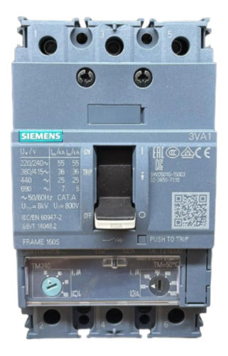 Disjuntor Tripolar 100a 3va1110-4ef36-0aa0 Siemens