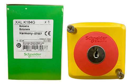 Botoeira 22mm Plastica 1 Botao Emergencia Xalk184g Schneider Amarelo E Cinza
