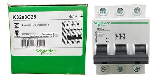 Kit Com 2 Peças: Disjuntor Easy9 3p 25a K32a3c25 Schneider