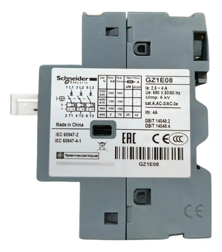 Disjuntor Motor Termomagnético 2,5-4a Gz1e08 Schneider 690 50/60 Hz