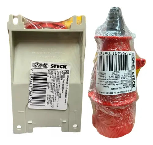 Kit Tomada N3009 + Plug N3079 16a 2p+t 380/440v Vm Steck Vermelho