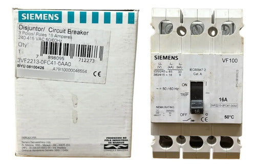 Disjuntor Tripolar 3vf2213-0fc41-0aa0 16a Siemens