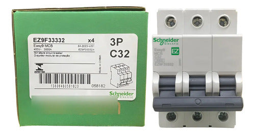 Kit Com 3: Disjuntor 32a 3ka Curva C Ez9f33332 Schneider 400 Vca 50 60 Hz