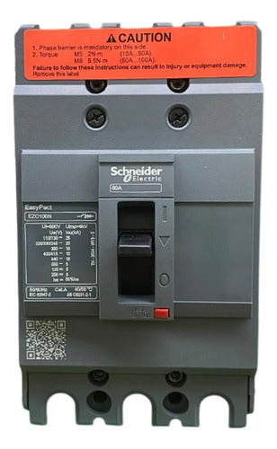 Disjuntor 60a 3p 550vca 250vcc Ezc100n Ezc100n3060 Schneider